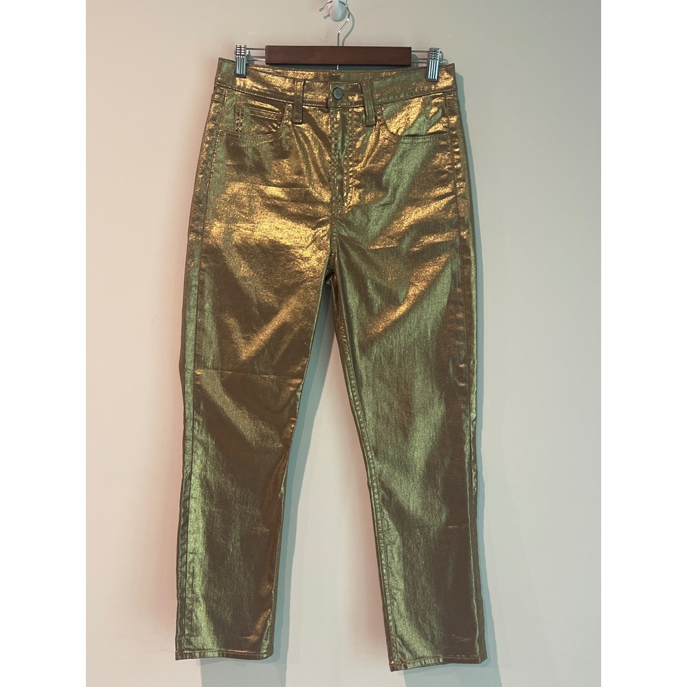 Gap Vintage Slim High Rise Metallic Gold Jeans Womens 29 8 Regular Slim Tapered